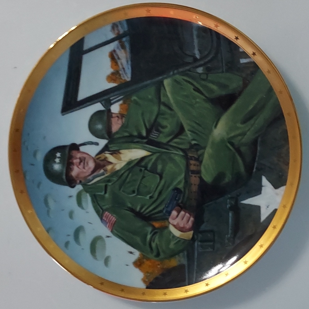 John Wayne "Remembering D-Day"by Robert Temenbumm Limited Edition 8 1/4in.Diam.
